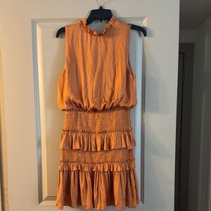 She + Sky Ruffled Sleeveless Dress in Orange